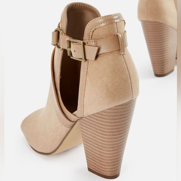 Justfab Roxii Taupe Open Toe Harness Bootie - Picture 2 of 12